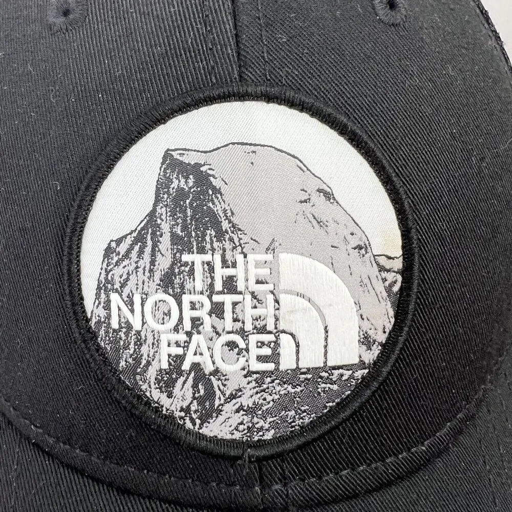 The‎ North Face Mens Hat Cap Trucker Patch Logo Black SnapBack Mesh Back OS